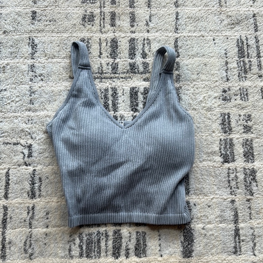 Gray Ribbed Women's Top